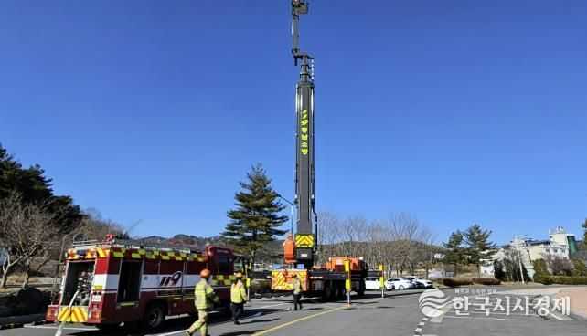 서산소방서, 신형 굴절사다리차 화재대응역량 강화 훈련