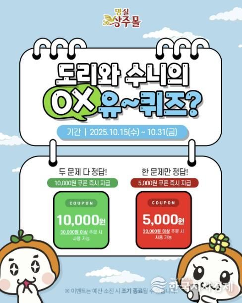 명실상주몰, 상주농특산물 퀴즈‘○× 유~~퀴즈’이벤트 진행