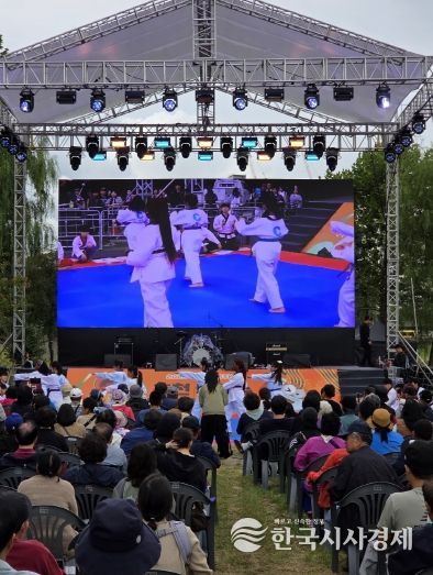 외국인 유학생 동아리 ‘글로벌 친구들’의 태권도 공연