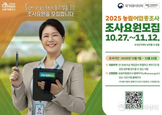 남원시, 2025 농림어업총조사 조사요원 모집