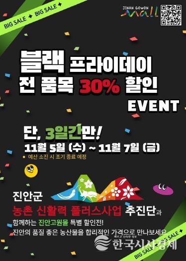 진안고원몰 블랙프라이데이 할인행사 포스터