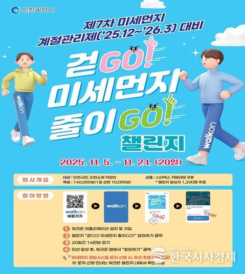 시민과 함께하는‘걷고(GO)! 미세먼지 줄이고(GO)!’챌린지 운영