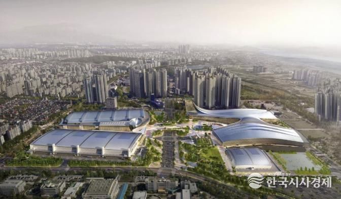 킨텍스 제1~3전시장 조감도. 2028년 제3전시장이 준공되면 제1~3전시장을 합쳐 17만㎡ 규모의 국내 최대 전시 공간으로 거듭난다.