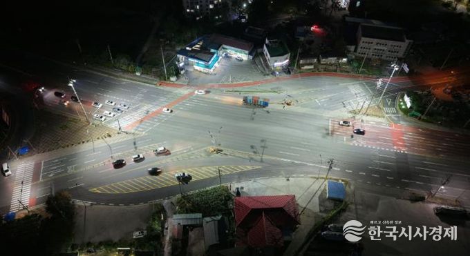 영암 삼호 용당교차로 조명타워 설치 후