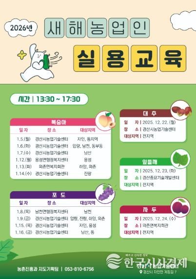 경산시, 2026년도 새해농업인실용교육 실시