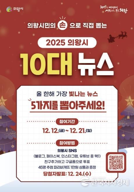 시민이 뽑는‘의왕시 10대 뉴스’…21일까지 온라인 투표