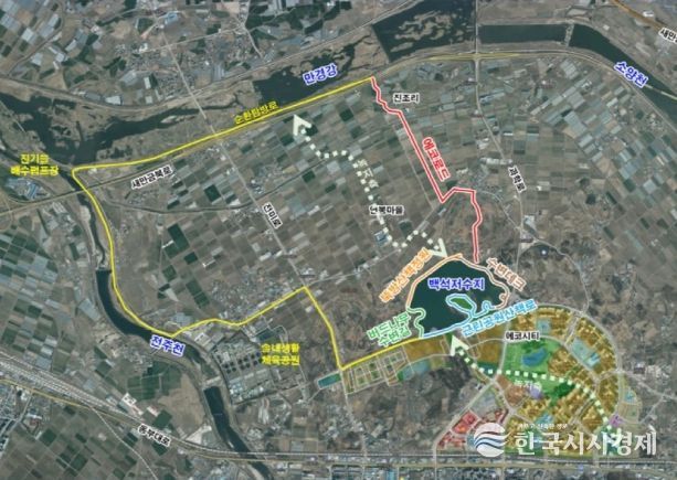 전주시, 장기간 정체된 도시 현안 해법 찾아 (만경강~백석제 생태탐방로 조성사업 위치도)