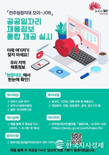 전주시 산하 기관 채용 정보 ‘한눈에!’