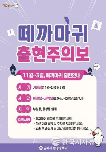 김해시, 도심 떼까마귀 출현에 이동 유도 대응