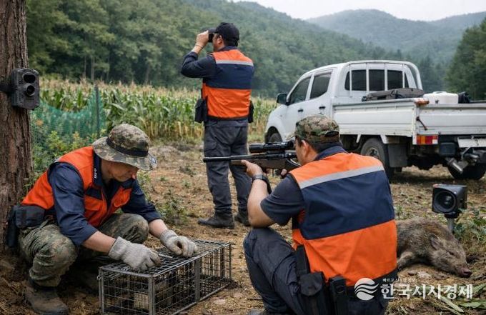 사천시, 2026년도 유해야생동물 수확기 피해방지단 모집-챗GPT가 생성한 가상 이미지