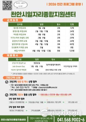 천안시 일자리종합지원센터 연간 운영 계획.