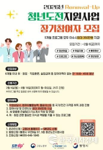 통영시, 청년도전지원사업 장기참여자 모집 1(포스터)