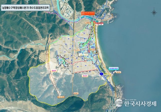 영덕군 남정면 하수도 정비 중점 관리지역 위치도.