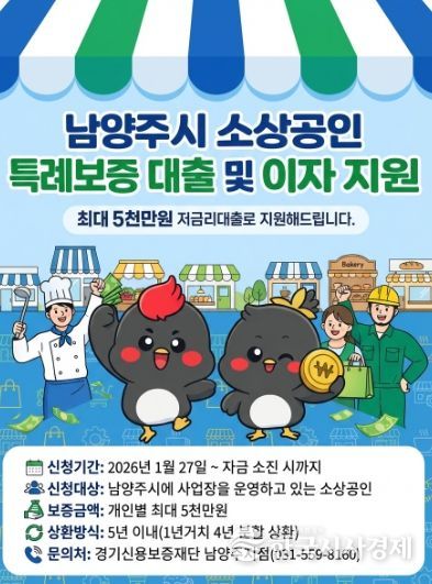 남양주시, 소상공인을 위한 210억 원 규모 ‘특례보증’ 실시