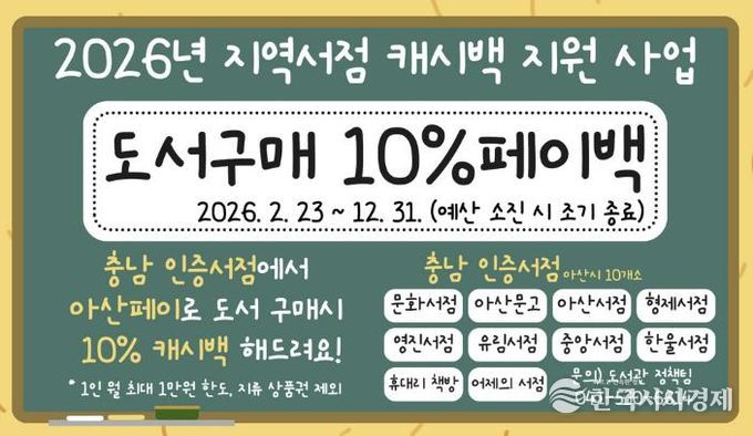 2026년 지역서점 캐시백 지원사업 카드형태 홍보물