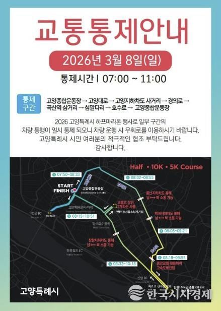 교통통제 안내문