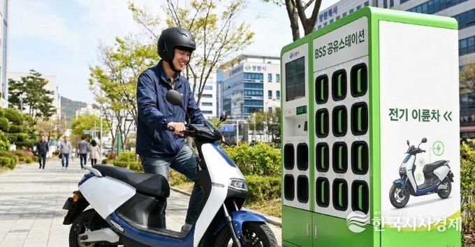 공유형 이륜차 및 배터리교환소 이미지