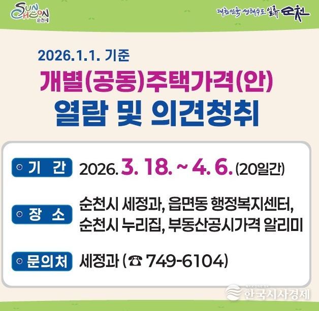 2026 1. 1. 기준 개별(공동)주택 가격 열람 및 의견접수