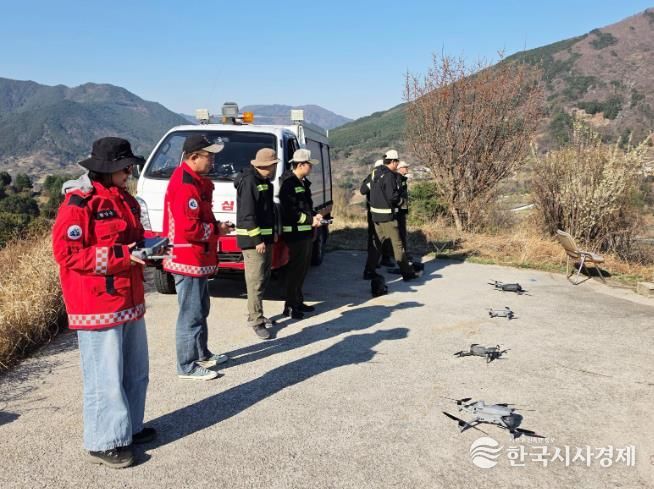 함양군, 유관기관 합동 산불 드론 순찰 실시
