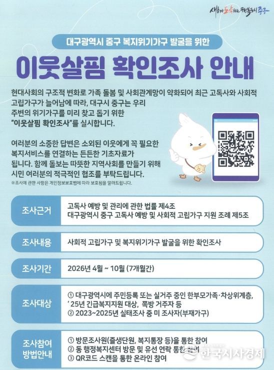 고독·고립 예방 ‘이웃살핌 확인조사’ 본격 추진