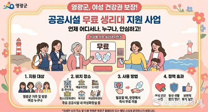 영광군, 공공시설 내 ‘무료 생리대’ 시대 연다